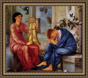 Edward Burne-jones Framed Paintings - The Lament by Edward Burne-Jones