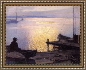 The Mystic Marriage of St. Catherine Framed Paintings - Along the Mystic River by Edward Henry Potthast