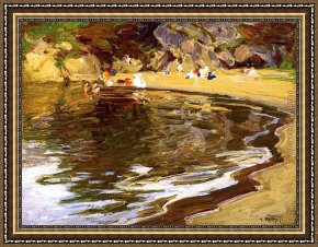 Serenity Cove Framed Paintings - Bathers in a Cove by Edward Henry Potthast