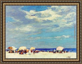 Edward Henry Potthast Framed Paintings - Beach Scene 2 by Edward Henry Potthast
