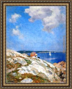 Cape Framed Paintings - Cape Ann Coast by Edward Henry Potthast