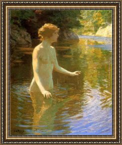 Edward Henry Potthast Framed Paintings - Enchanted Pool by Edward Henry Potthast
