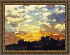 Golden Sunset Framed Paintings - Golden Sunset by Edward Henry Potthast