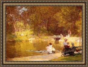 Boating in Central Park Framed Paintings - In Central Park by Edward Henry Potthast