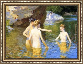 Edward Henry Potthast Framed Paintings - In the Summertime by Edward Henry Potthast