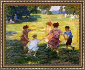 Edward Henry Potthast Framed Paintings - Ring Around the Rosie by Edward Henry Potthast