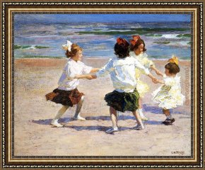 Edward Henry Potthast Framed Paintings - Ring around the Rosy by Edward Henry Potthast