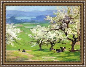 Edward Stott Framed Paintings - Springtime by Edward Henry Potthast
