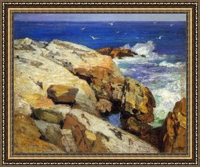 Edward Henry Potthast Framed Paintings - The Maine Coast by Edward Henry Potthast
