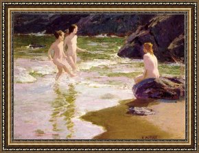 The Young Critics Framed Paintings - Young Bathers by Edward Henry Potthast
