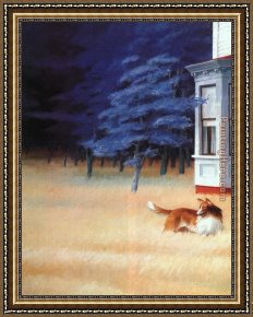 Cape Framed Paintings - Cape Cod Evening detail by Edward Hopper