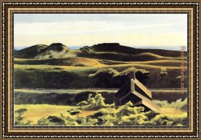 Hills of Tuscany I Framed Paintings - Hills South Truro by Edward Hopper