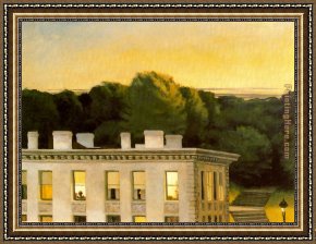 Cattle Watering at Dusk Framed Paintings - House At Dusk by Edward Hopper