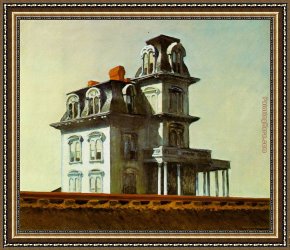 Edward Stott Framed Paintings - House by the Railroad by Edward Hopper