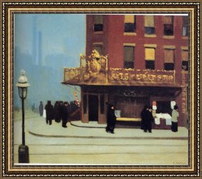 Heaven in New York Framed Paintings - New York Corne by Edward Hopper