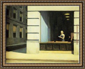 Heaven in New York Framed Paintings - New York Office by Edward Hopper