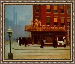 Street Framed Paintings - New York Street Corner by Edward Hopper