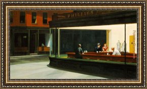 Edward Stott Framed Paintings - Nighthawks by Edward Hopper