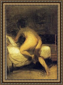 Nude Framed Paintings - Nude Crawling Into Bed by Edward Hopper