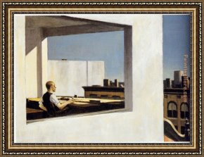 Small Worlds II Framed Paintings - Office in a Small City by Edward Hopper