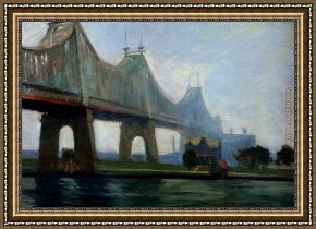 Bridge Framed Paintings - Queensborough Bridge by Edward Hopper