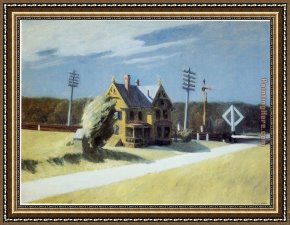 Napoleon Crossing The Alps Framed Paintings - Railroad Crossing by Edward Hopper