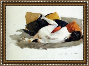 Edward Stott Framed Paintings - Reclining Nude by Edward Hopper