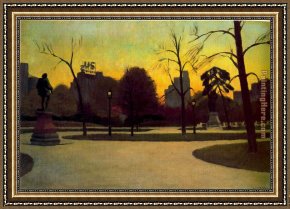 Cattle Watering at Dusk Framed Paintings - Shakespeare At Dusk by Edward Hopper