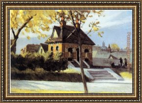 Small Worlds II Framed Paintings - Small Town Station by Edward Hopper
