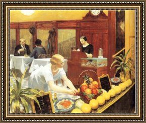 Ladies at The Milliners Framed Paintings - Tables for Ladies by Edward Hopper