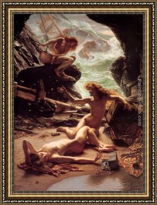 Storm Framed Paintings - The Cave of the Storm Nymphs by Edward John Poynter