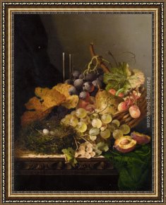 Birds Framed Paintings - Still Life with Birds Nest by Edward Ladell