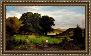 Trees Framed Paintings - Oak Trees by Edward Mitchell Bannister
