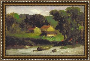 Rocky Framed Paintings - Rocky Farm, Newport by Edward Mitchell Bannister