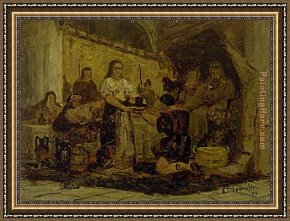 Receiving The News Framed Paintings - Salome Receiving the Head of John the Baptist by Edward Mitchell Bannister