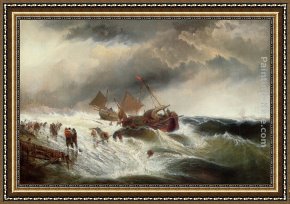 Edward Moran Framed Paintings - Shipwreck by Edward Moran