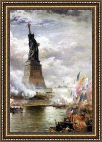 The Unveiling Framed Paintings - Unveiling the Statue of Liberty by Edward Moran