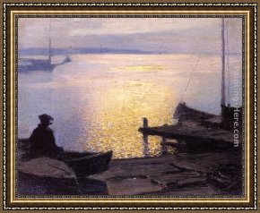 The Mystic Marriage of St. Catherine Framed Paintings - Along the Mystic River by Edward Potthast
