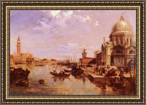 A Regatta on The Grand Canal Framed Paintings - A View of the San Giorgio Church and the Grand Canal by Edward Pritchett