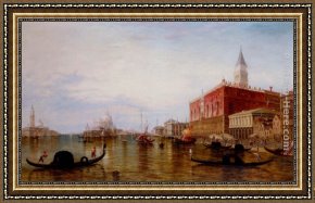 A Regatta on The Grand Canal Framed Paintings - Gondolas On The Grand Canal In Front Of The Doge's Palace, Venice by Edward Pritchett