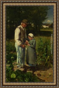 Edward Stott Framed Paintings - In the Fields by Edward Stott