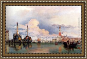 The Piazza And Church of Santa Maria Maggiore Framed Paintings - The Church Of The Gesuati And Riva Delle Zattere, With San Giorgio Maggiore Looking East by Edward William Cooke
