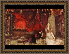 Hamlet Play Scene Framed Paintings - Hamlet Play Scene by Edwin Austin Abbey