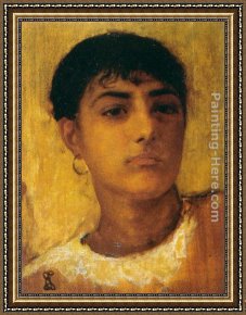 Study of The Head of an Old Woman Framed Paintings - Study of a Young Girls Head by Edwin Longsden Long