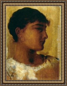 Study of The Head of an Old Woman Framed Paintings - Study of a Young Girls Head, another view by Edwin Longsden Long