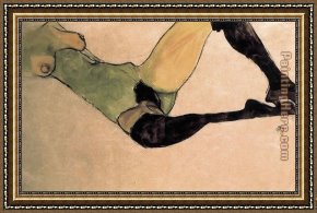Nude Framed Paintings - A woman nude body by Egon Schiele