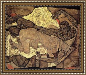 Lovers Man And Woman Framed Paintings - Lovers Man and Woman by Egon Schiele