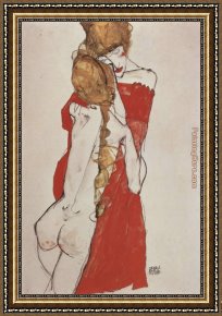 The Daughters of Judah in Babylon Framed Paintings - Mother and daughter by Egon Schiele