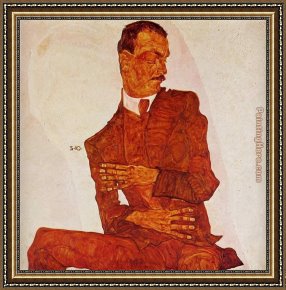 Critics Framed Paintings - Portrait of the Art Critic Arthur Roessler by Egon Schiele