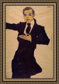 Portrait of The Painter Anton Peschka Framed Paintings - Portrait of the Painter Max Oppenheimer by Egon Schiele
